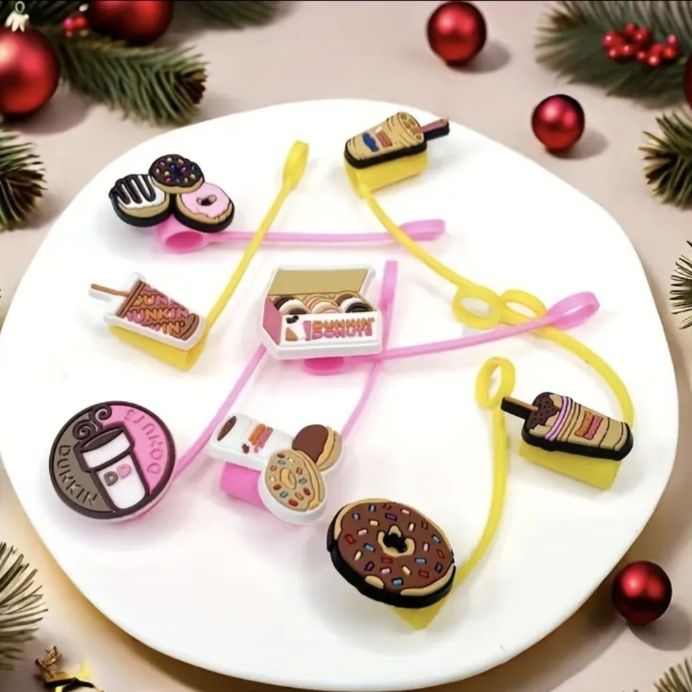 🎁🎁Dunkin Straw Covers - Pink and Yellow - Picture 3 of 4